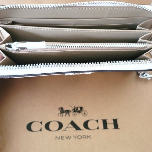 Coach CDE92 Long Zip Around Wallet Cherry Embossed Print Leather Chalk Multi - Picture 7 of 7